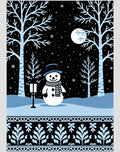 Winter Snowman Moonlit Forest Border Rug