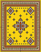 Bright Yellow Geometric Starburst Rug