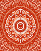 Vibrant Orange Mandala Art Rug