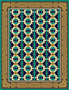 Navajo Inspired Teal Geometric Border Rug