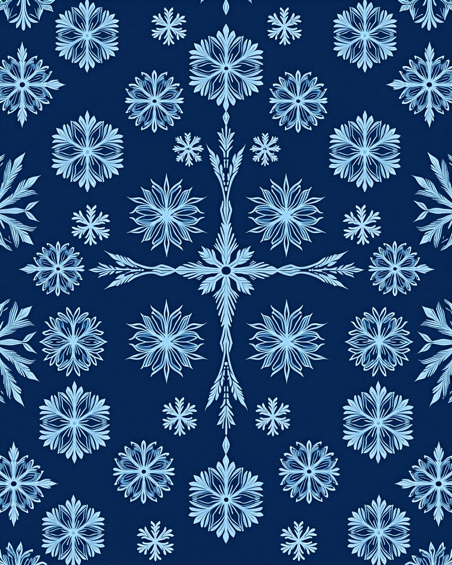 Frosted Blue Snowflake Collage Rug