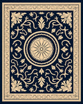 Dark Blue Floral Medallion Border Rug