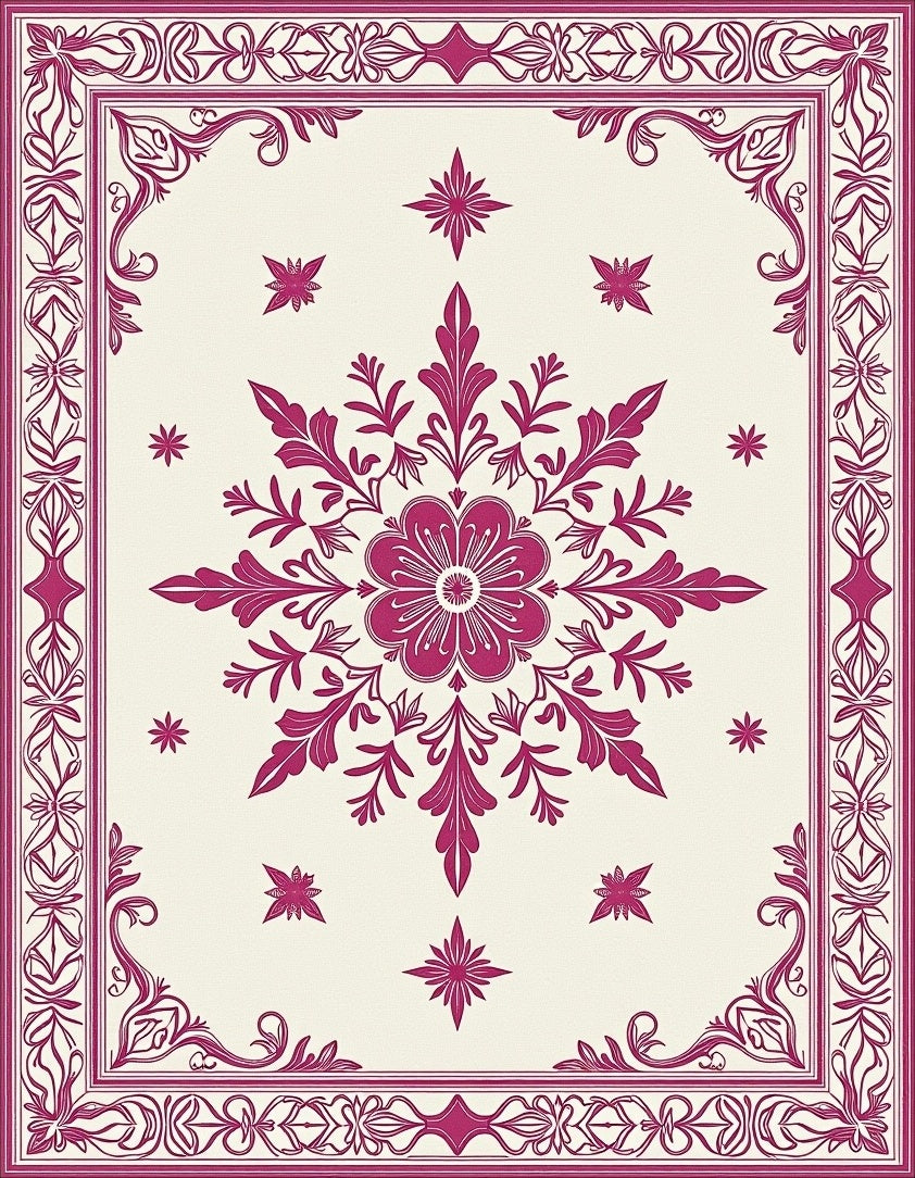 Ornate Bloom Border Art Rug