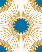 Teal Blue Floral Sunburst Medallion Rug