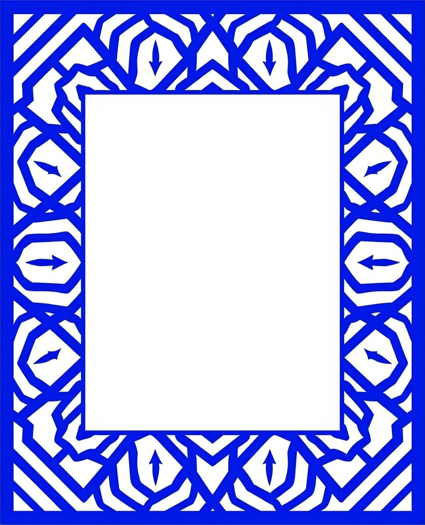 Royal Blue Geometric Interlocking Diamond Rug