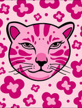 Pink Floral Cat Face Rug