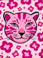 Pink Floral Cat Face Rug