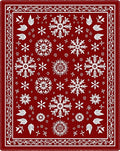 Crimson White Snowflake Mandala Floral Rug