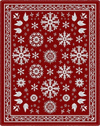 Crimson White Snowflake Mandala Floral Rug
