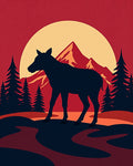 Red Sunset Moose Mountain Forest Rug