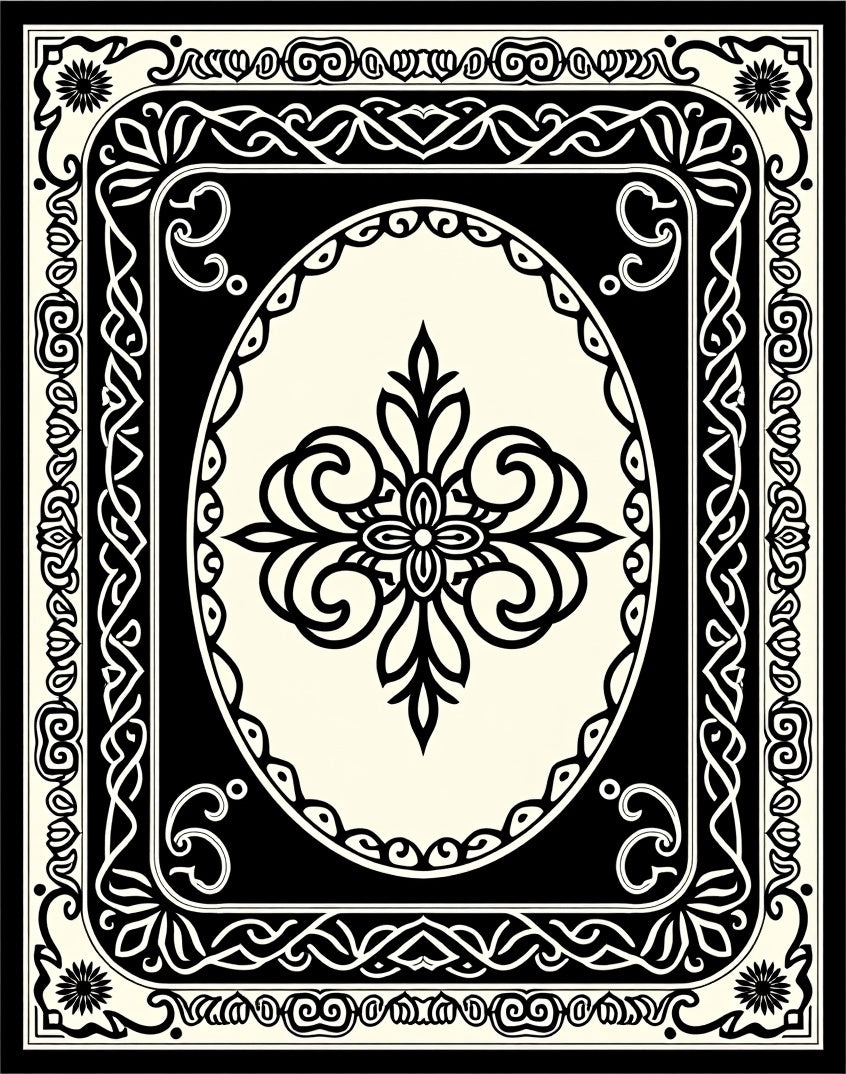 Black Cream Ornamental Medallion Rug