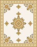 Golden Floral Medallion With Ornate Border Rug