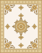 Golden Floral Medallion With Ornate Border Rug