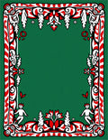 Whimsical Figures Green Red Border Rug