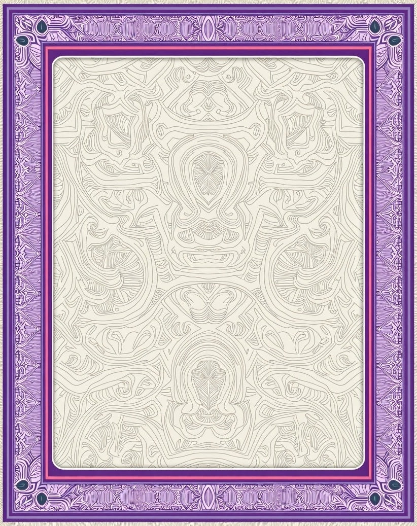 Lavish Purple Intricate Geometric Frame Rug