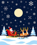Santa Sleigh Flying Snowflakes Moon Night Rug