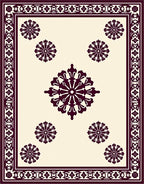 Deep Plum Floral Medallion Border Rug