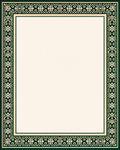 Dark Green Ivory Floral Border Rug