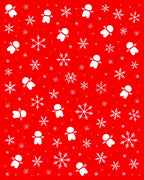 White Snowflakes Gingerbread Men Red Base Rug