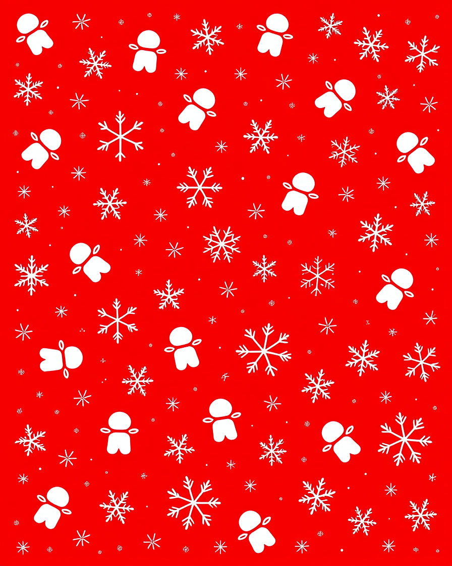 White Snowflakes Gingerbread Men Red Base Rug