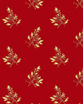 Golden Leaf Scatter on Crimson Rug