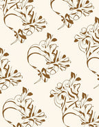 Brown Organic Abstract Floral Swirl Rug