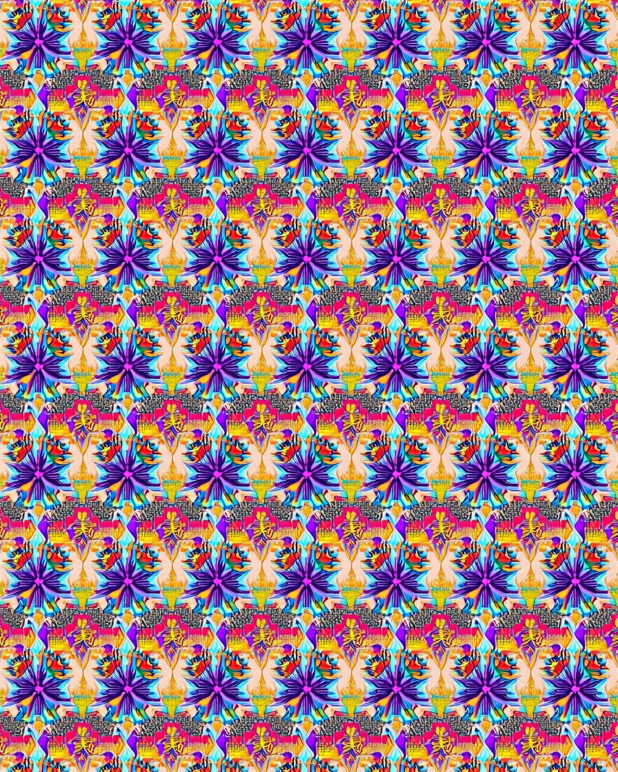 Vibrant Purple Yellow Kaleidoscopic Garden Rug