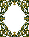 Ornate Gold Leaf Scrollwork Corners Rug