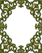 Ornate Gold Leaf Scrollwork Corners Rug