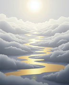 Golden River Through Clouds Rug