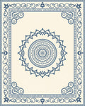 Ornate Blue Medallion Border Rug