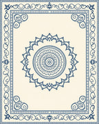 Ornate Blue Medallion Border Rug