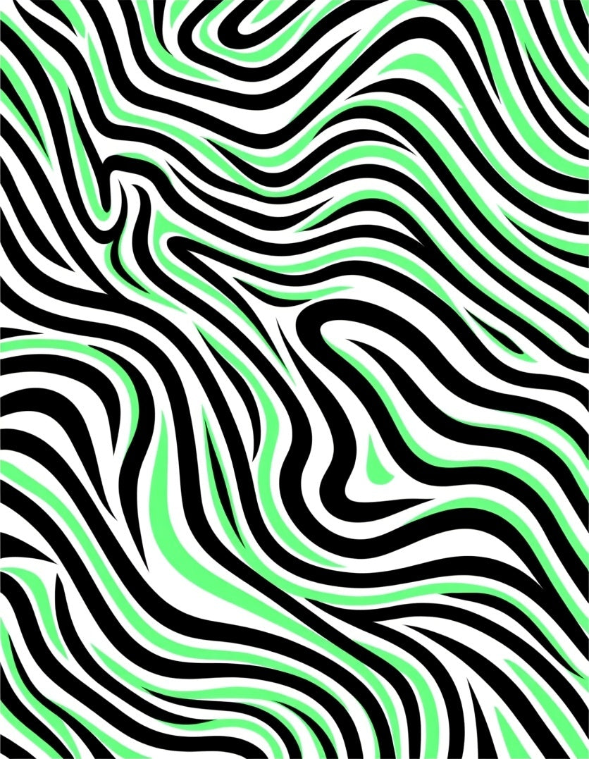 Bold Black Green Swirl Stripe Rug