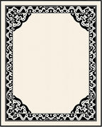 Ornate Black and Cream Border Rug