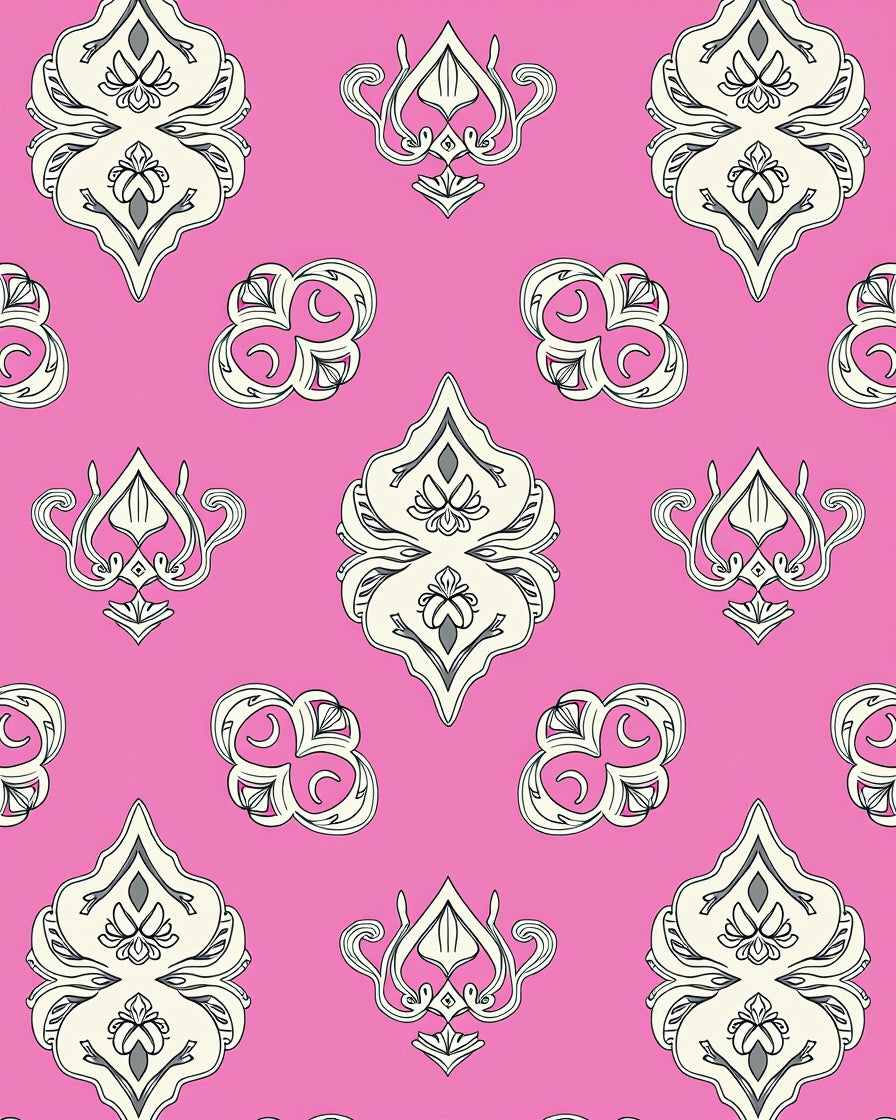 Pink Cream Ornamental Keystone Medallion Rug