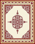 Burgundy Botanical Corner Medallion Rug