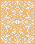 Golden White Flourish Scroll Medallion Rug