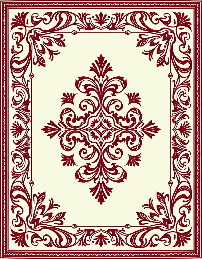 Crimson Floral Baroque Medallion Rug