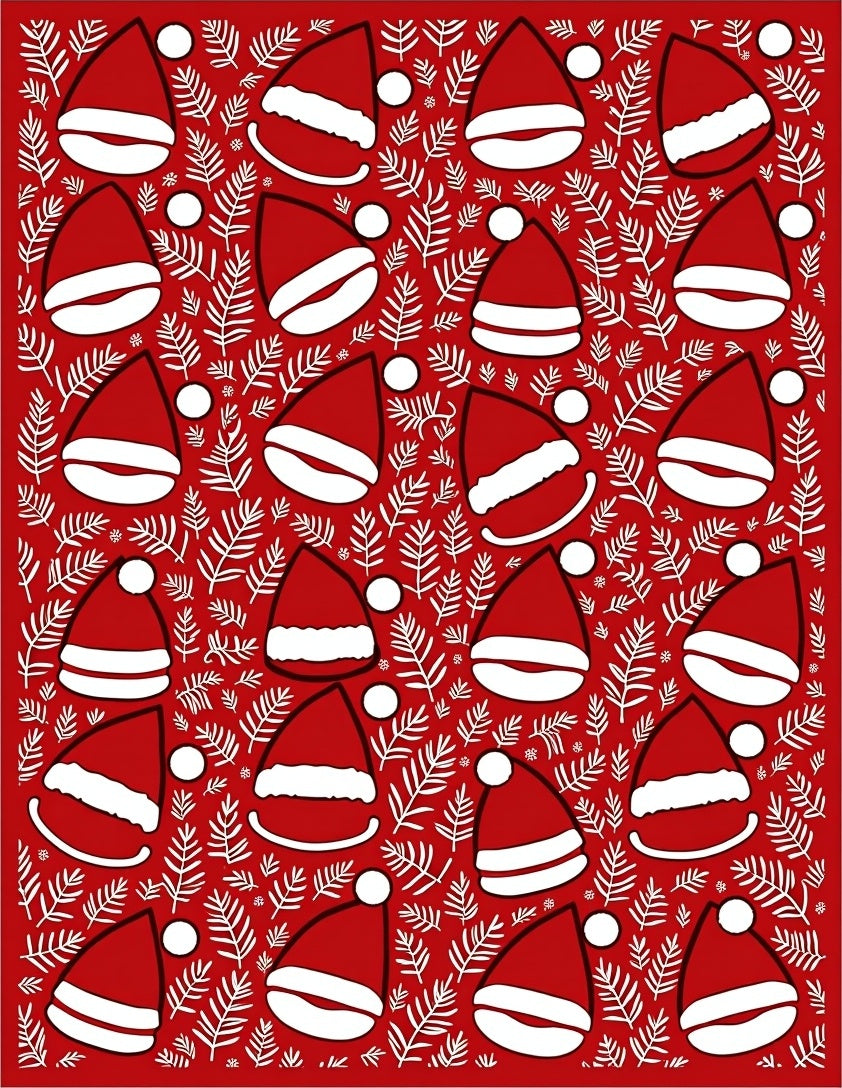 Festive Red Santa Hat Foliage Rug