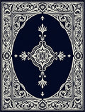 Navy Cream Scrollwork Oval Medallion Rug