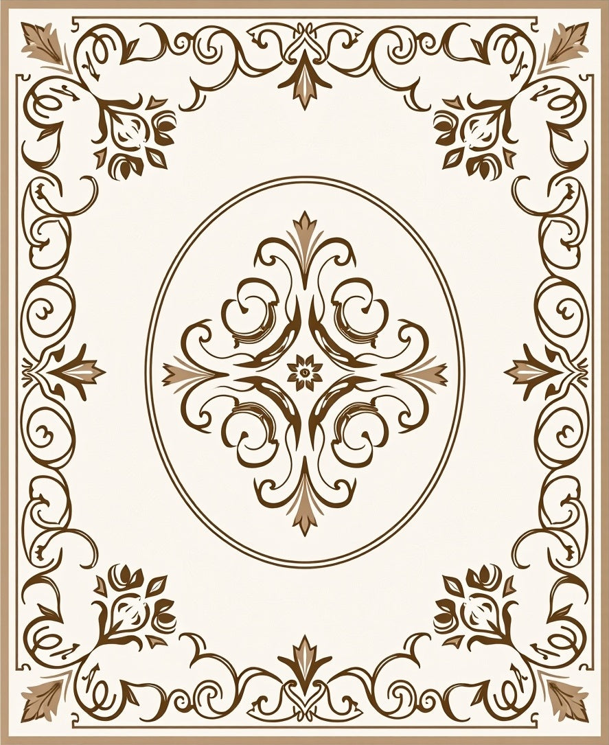 Rich Gold Cream Floral Scroll Rug