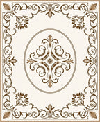 Rich Gold Cream Floral Scroll Rug