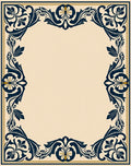 Navy Blue Floral Scrollwork Border Rug