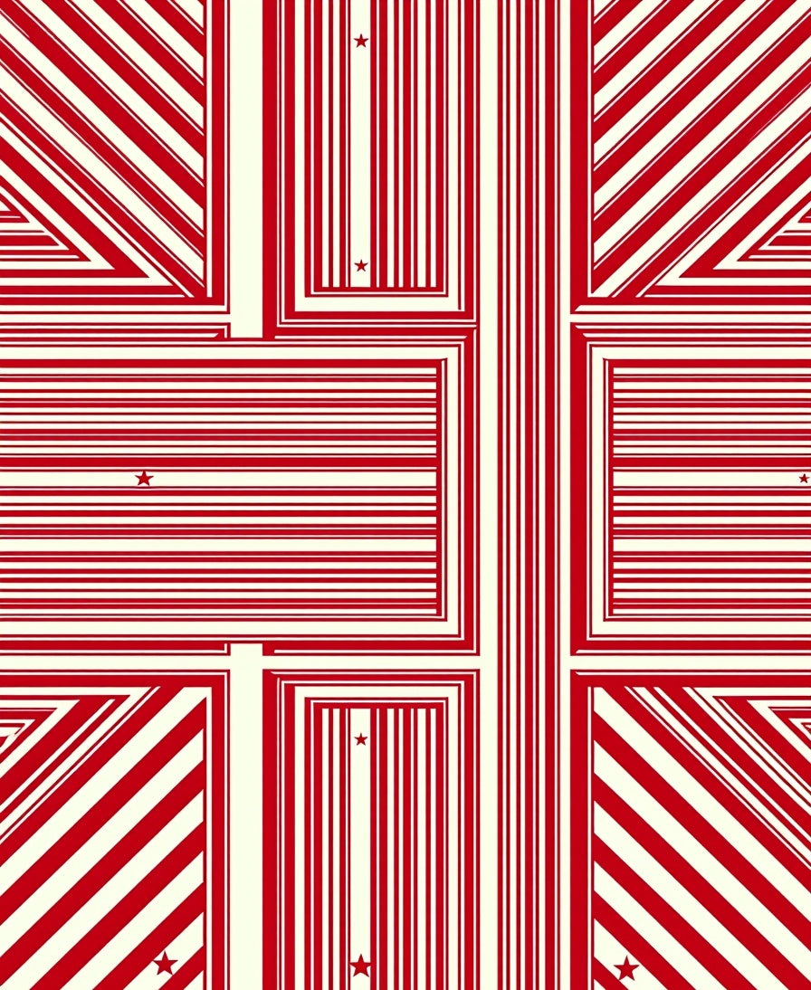Bold Red and Cream Star Stripes Rug