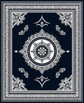 Navy White Mandala Geometric Border Rug