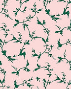 Emerald Vine On Pastel Pink Background Rug