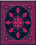 Fuchsia Floral Medallion Navy Rug