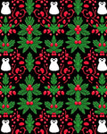Festive Black White Red Penguin Foliage Rug
