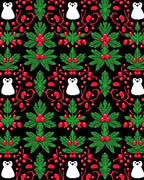 Festive Black White Red Penguin Foliage Rug