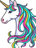 Vibrant Rainbow Mane Unicorn Head Rug